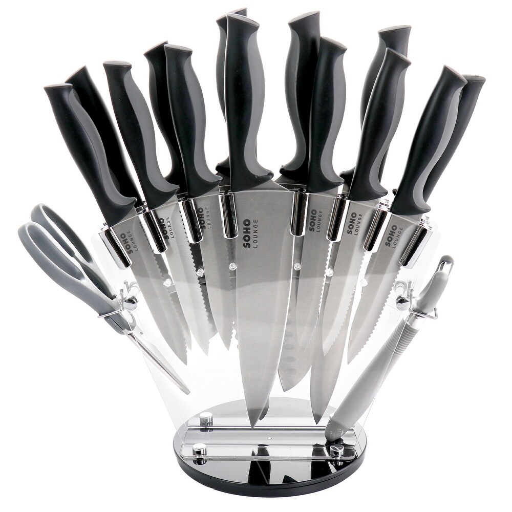 Gibson Soho Lounge 16pc Stainless Steel Cutlery Knife Set with Stand