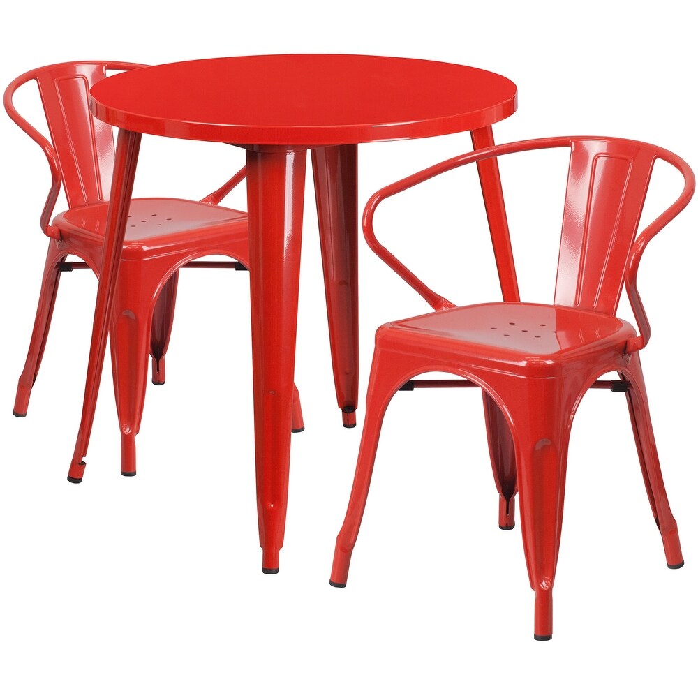 30' inch Round Metal Indoor Outdoor Table Set