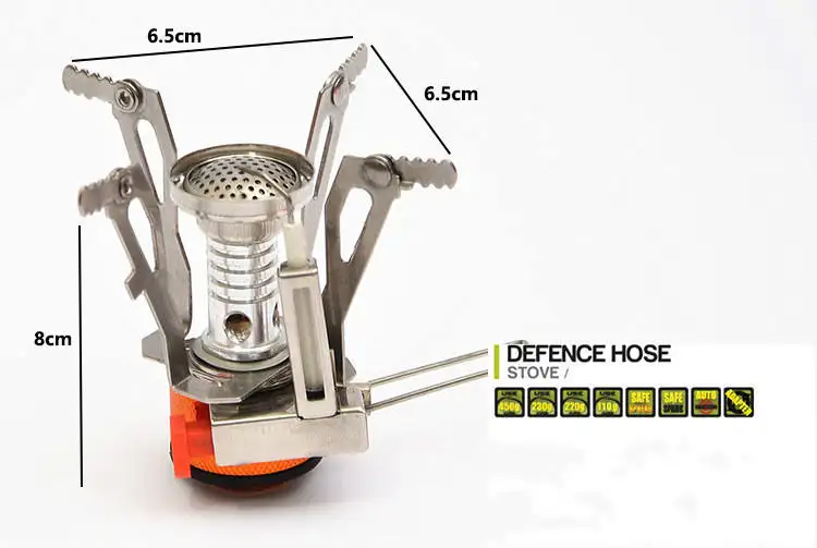 Outdoor Portable Stainless Steel Kitchen Camping Folding Mini Stove Gas Camp with Case Packaging