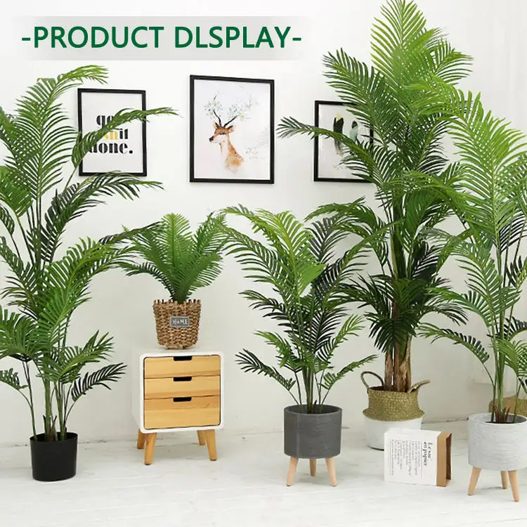 fake Indoor Decoration Artificial Plants palm Plastic Bonsai Tree with Pot Faux Simulation Plantas