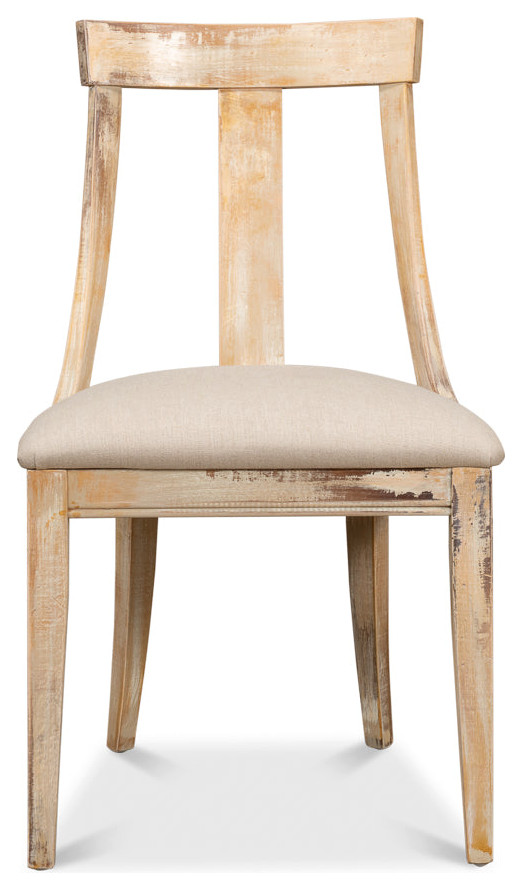 Deco Dining Chairs Set of 2 Antique Oak Linen Flax   Contemporary   Armchairs And Accent Chairs   by Sideboards and Things  Houzz