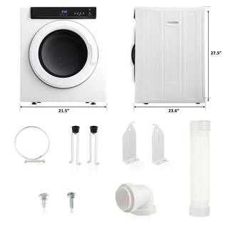 HwoamneT 3.23 cu. ft. Vented Smart Compact Electric Dryer Stainless Steel Dryers in White with Touch Panel BLW#HGJ001