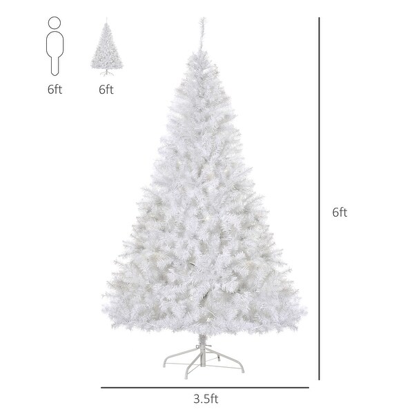 HOMCOM White Christmas Tree with Lights，Prelit LED Christmas Tree with Stand，6 ft. Christmas Tree