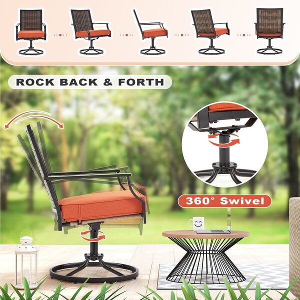 EROMMY Swivel Patio Dining Chairs Set of 2，Outdoor Wicker Aluminum Swivel Chair，Swivel Rocker with AllWeather Aluminum Frame