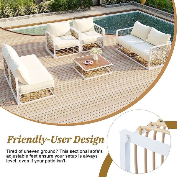 7 PCS Modern Outdoor Patio Furniture Set，Metal Sectional with Cushions