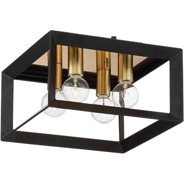 Wide Black Warm Gold 4 light Square Frame For Bedroom Kitchen