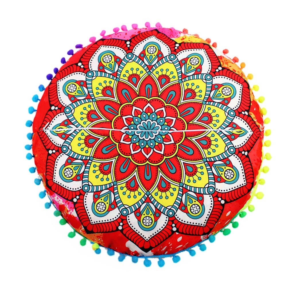 Toyfunny Indian Mandala Floor Pillows Round Bohemian Cushion Pillows Cover Case Cushions