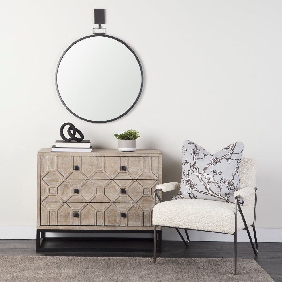 Vicunya Cream Fabric w/ Dark Gray Metal Frame Accent Chair   Midcentury   Armchairs And Accent Chairs   by Mercana  Houzz