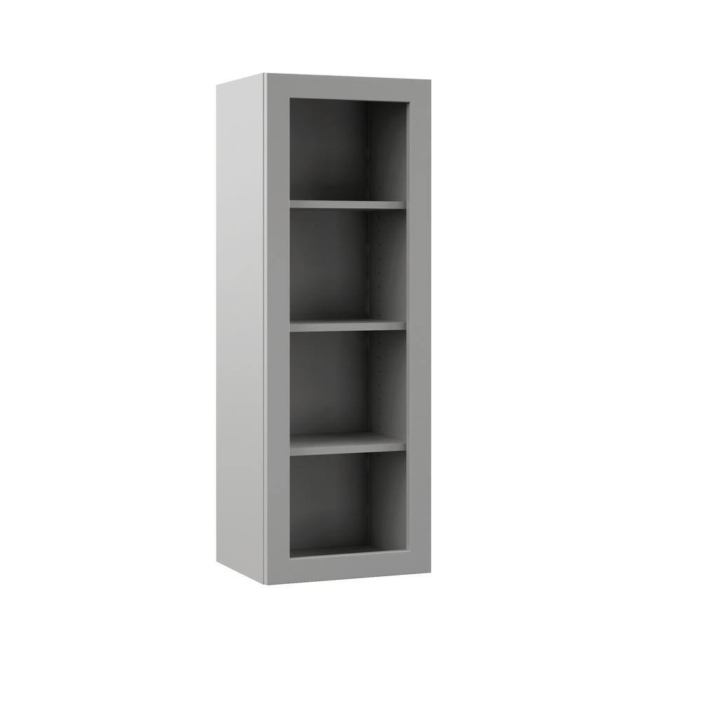 Hampton Bay Designer Series Melvern Assembled 15x42x12 in. Wall Open Shelf Kitchen Cabinet in Heron Gray WOS1542-MLGR