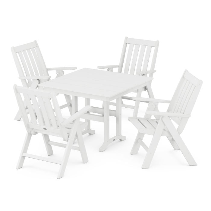 Polywood Vineyard Folding Chair 5-Piece Farmhouse Dining Set PWS1167-1