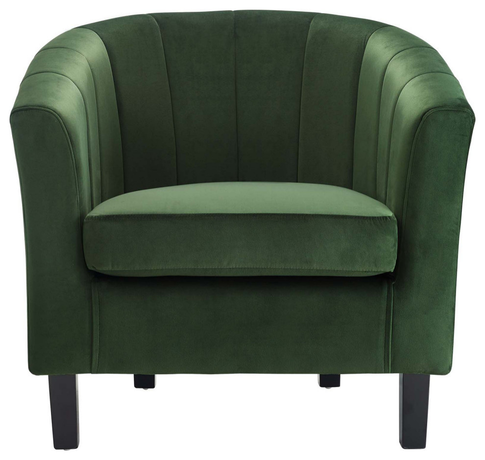 Zoey Emerald Channel Tufted Performance Velvet Armchair   Contemporary   Armchairs And Accent Chairs   by Virgil Stanis Design  Houzz