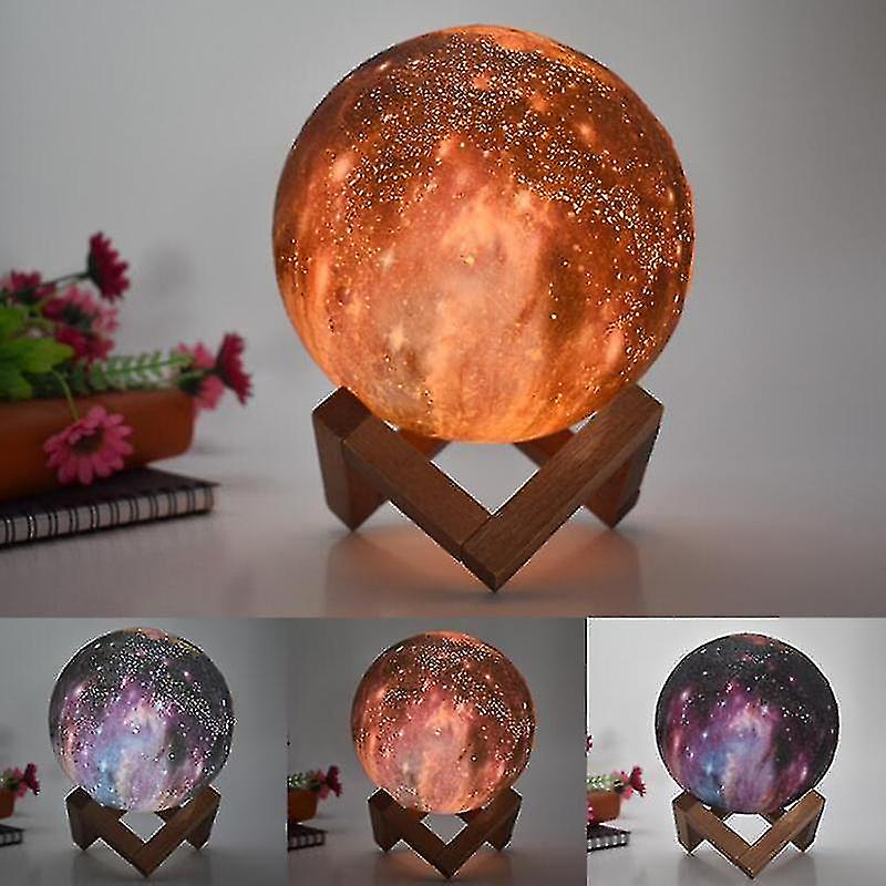 Planet Light Children's Toy Light， 16 Color Led 3d Galaxy Light Star Moon， Light Wooden Tower Remote