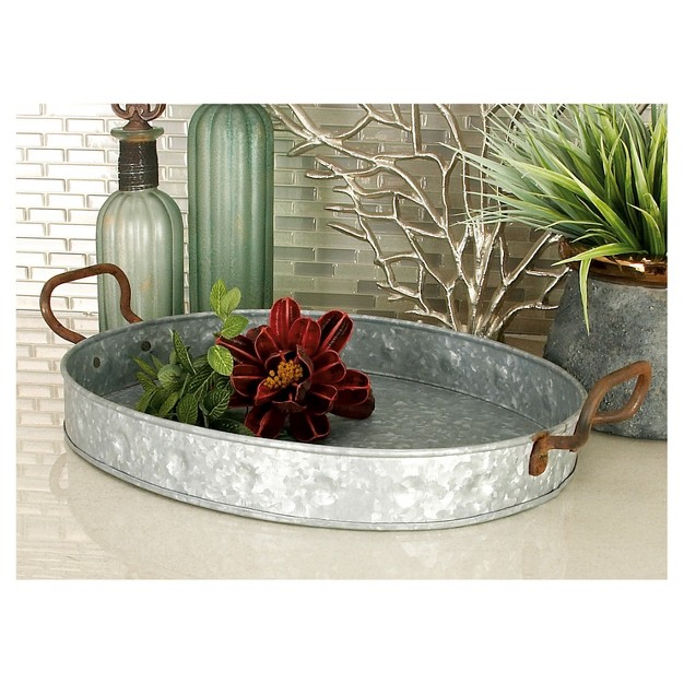 Farmhouse Iron Serving Tray Set Gray 3pk Olivia amp May