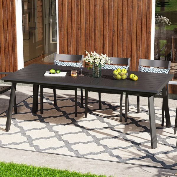 Outdoor Aluminum Dining Table Black with Umbrella Hole