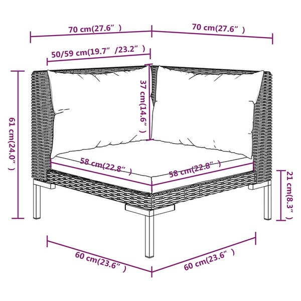 10 Piece Patio Lounge Set with Cushions Poly Rattan Dark Gray