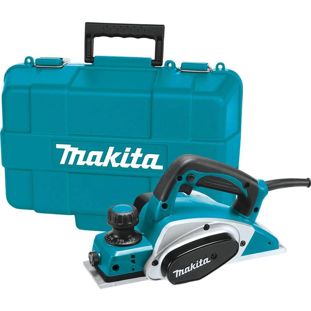 Makita 6.5-Amp Corded 3.25 in. Planer Kit Blade Set and Hard Case with bonus 3.25 in. High Speed Steel Planer Blades KP0800K-D-46230