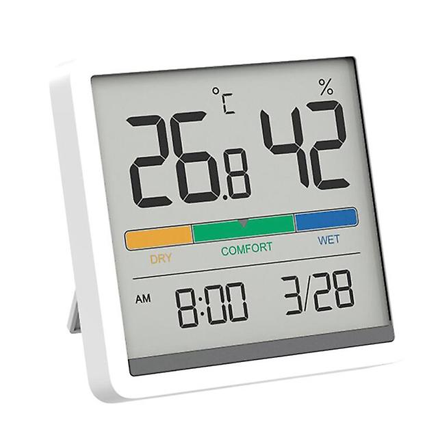 Mute Temperature And Humidity Clock Home Hygrometer Baby Room C/f Moisture Monitor Meter 3.34inch Lcd Display