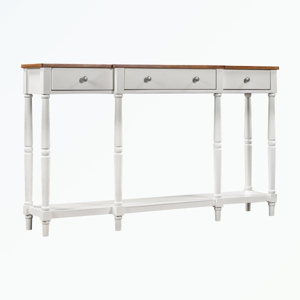 Solid Wood Console Table， with Storage Shelf and Drawer