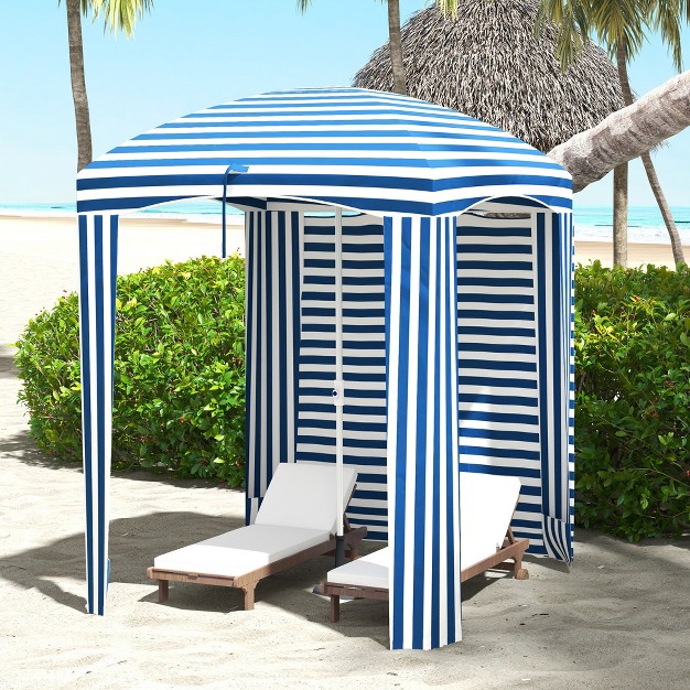 Outsunny 5 9 x27 X 5 9 x27 Cabana Umbrella Outdoor Beach Umbrella With Windows Sandbags Carry Bag