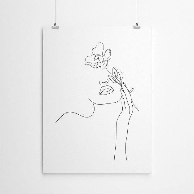 Americanflat Minimalist Girl Face With Rose 1 By Grab My Art Poster