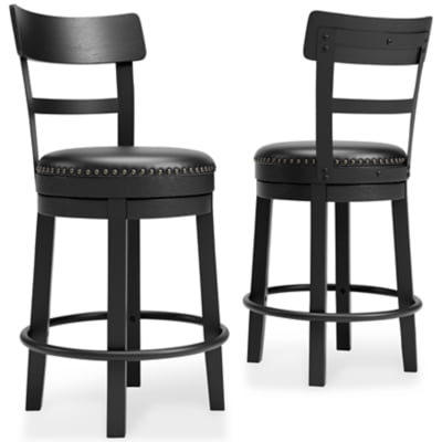 Signature Design by Ashley Valebeck 30.38 Faux Leather Pub Height Swivel Barstool， Black