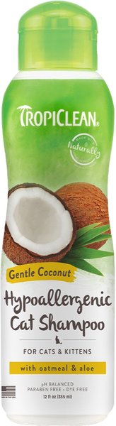 TropiClean Gentle Coconut Hypoallergenic Cat Shampoo， 12-oz bottle