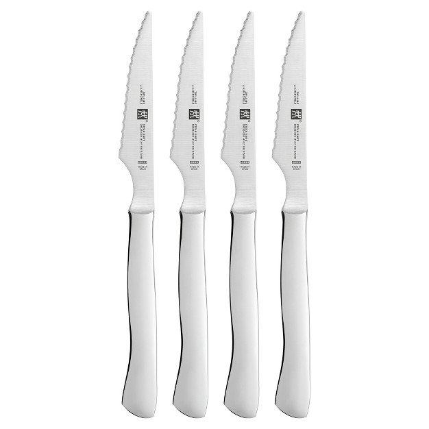 Zwilling 4 pc Stainless Steel Serrated Steak Knife Set