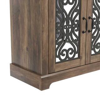 GALANO Calidia 45.7 in. Composite Top Knott Oak with Grey Stone 3-Door Sideboard SH-KOPU19771GTU