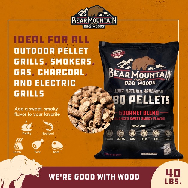 Bear Mountain Bbq Premium All Natural Smoker Wood Chip Pellets For Outdoor Gas Charcoal And Electric Grills