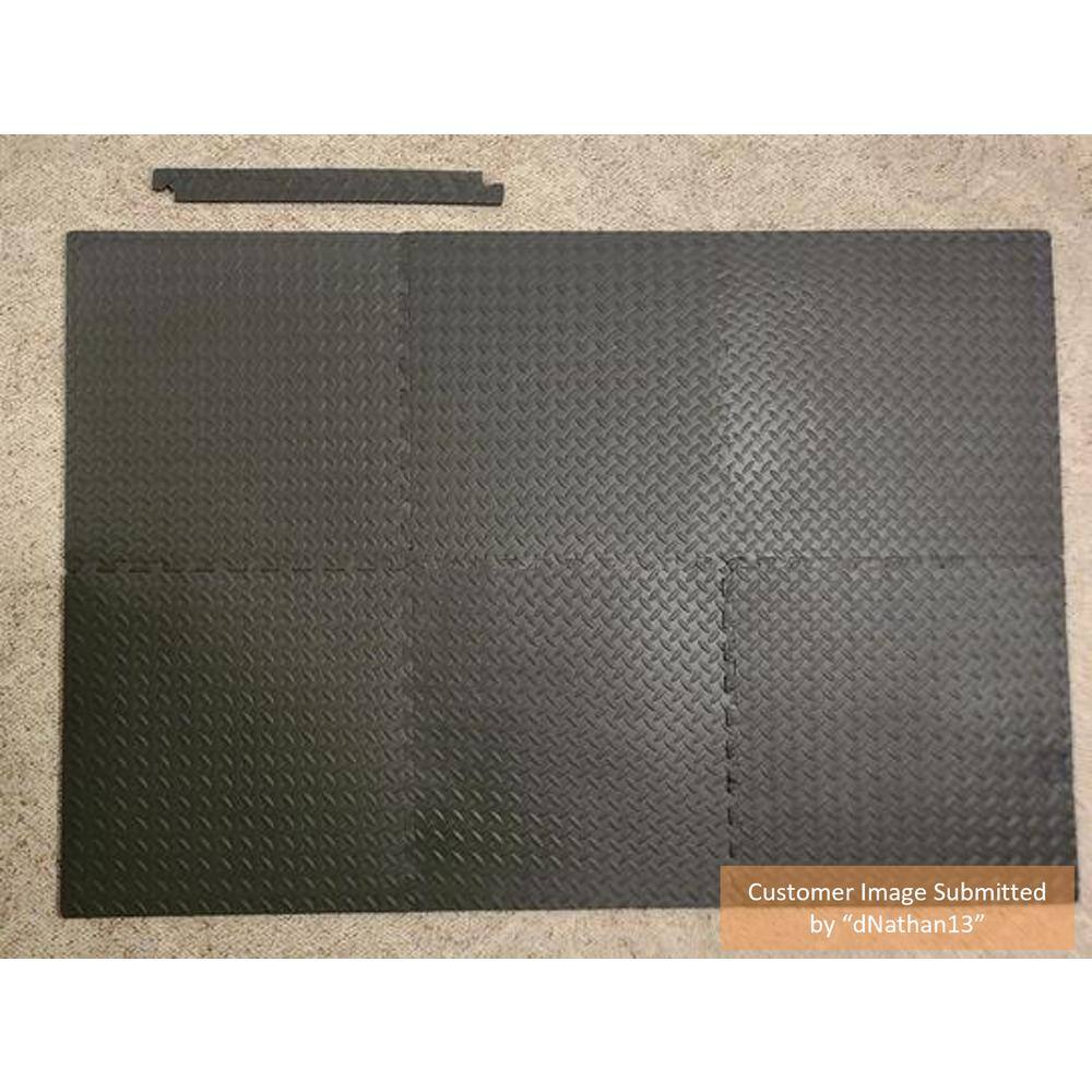 TrafficMaster Black 24 in. W x 24 in. L x 0.47 in. Foam Interlocking Gym Floor Tiles (6 TilesPack) (24 sq. ft.) 24224DPHD