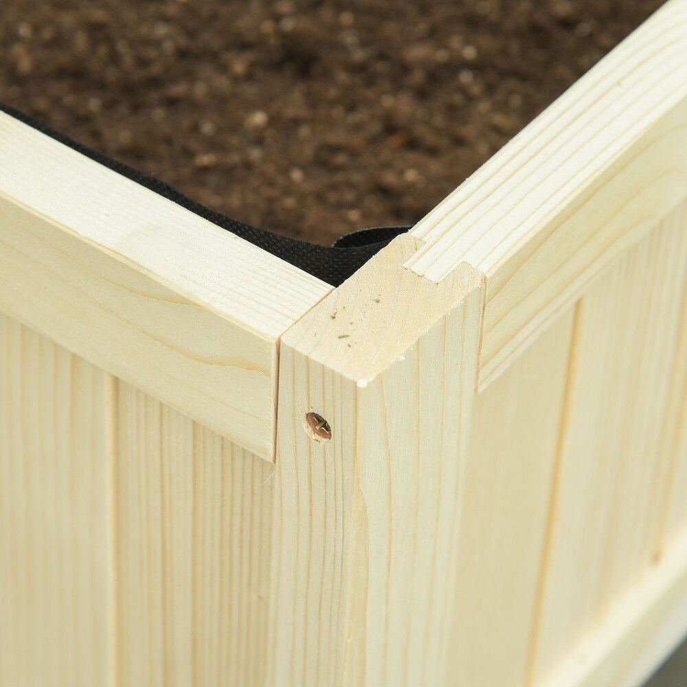 Outsunny Elevated Wood Foldable Raised Garden Bed with Drainage Hole  Outdoor Workstation with Legs  Space Saving Design