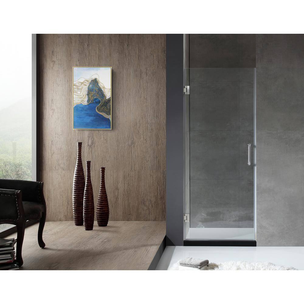 ANZZI FELLOW Series 24 in. x 72 in. Frameless Hinged shower door in Brushed Nickel with Handle SD-AZ09-01BN