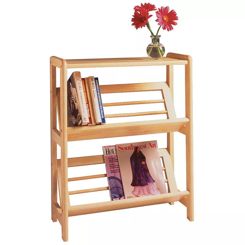 30 Natural Unique Juliet Bookshelf with 2-Layer Slanted Shelves