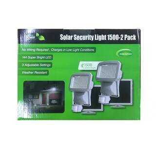 NATURE POWER Outdoor 144-LED Solar Powered Motion Activated Security Light in White (2-Pack) 22267