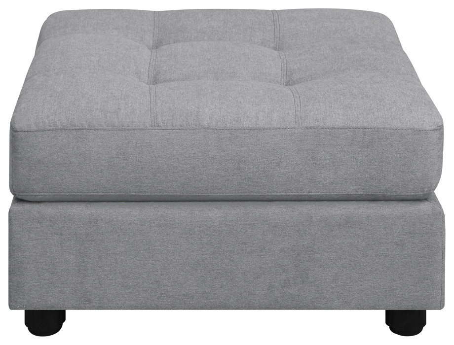 Claude Tufted Cushion Back Ottoman Dove   Modern   Footstools And Ottomans   by Modon  Houzz