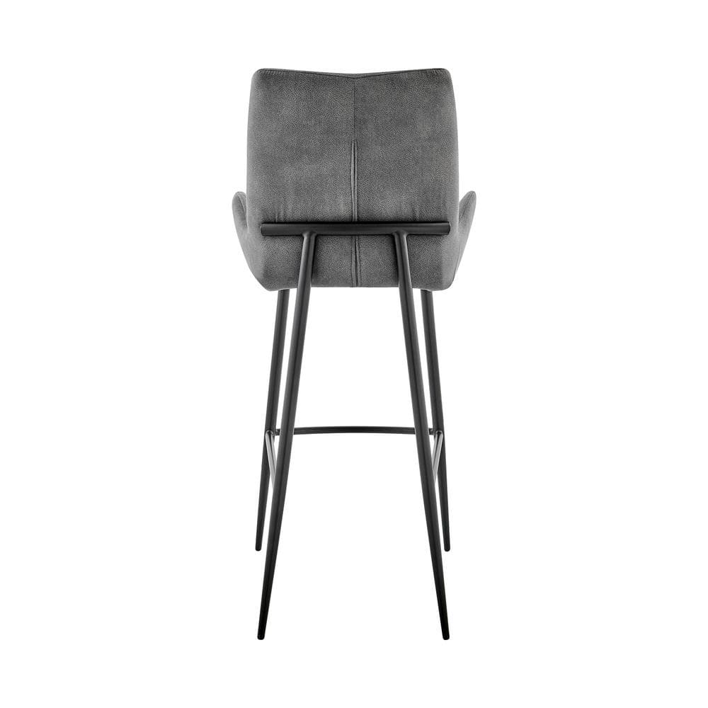 Armen Living Panama 30 in. Bar Height Bar Stool in Charcoal Fabric and Black LCPMBACH30