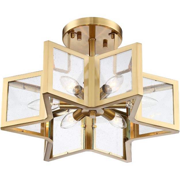 Wide Warm Brass 6 light Clear Glass For Bedroom Kitchen Living Room