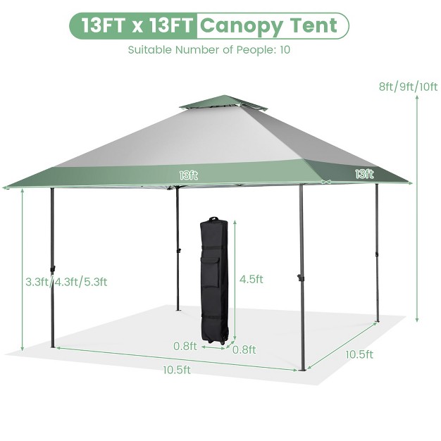 Costway 13x13ft Patio Pop up Gazebo Canopy Tent Instant Sun Shelter Outdoor Wheeled Bag