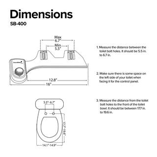 SmartBidet Non-Electric Bidet Attachment with Single Nozzle (Posterior Wash) and Cold Water in White SB-400