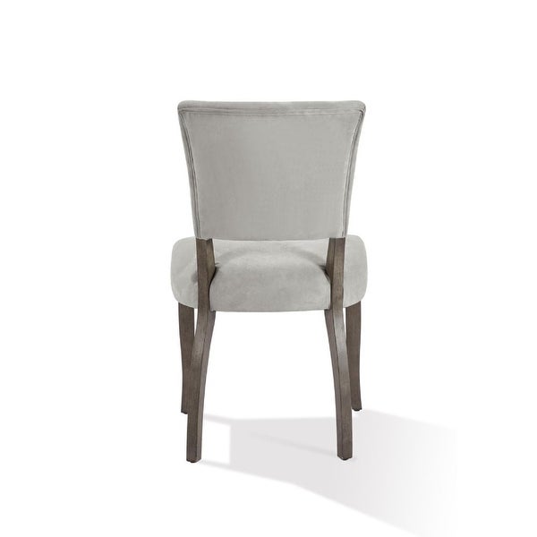 20 Inch Upholstered Solid Timber Flared Dining Chair， Set of 2， Light Gray