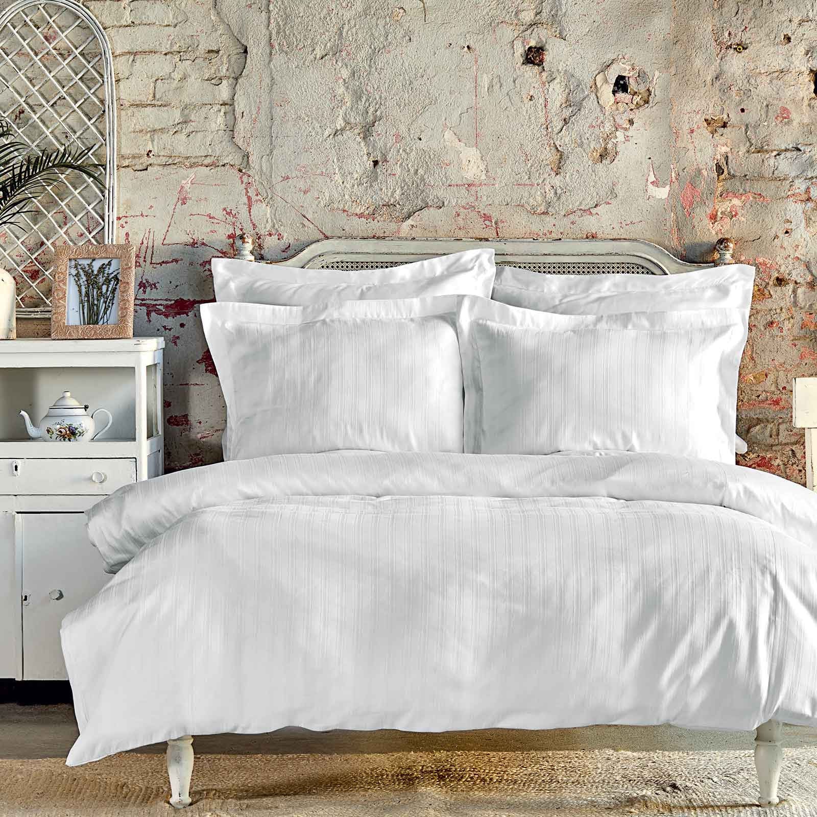 Karaca Home Charm Bold White Satin Double Duvet Cover Set 200.16.01.0070