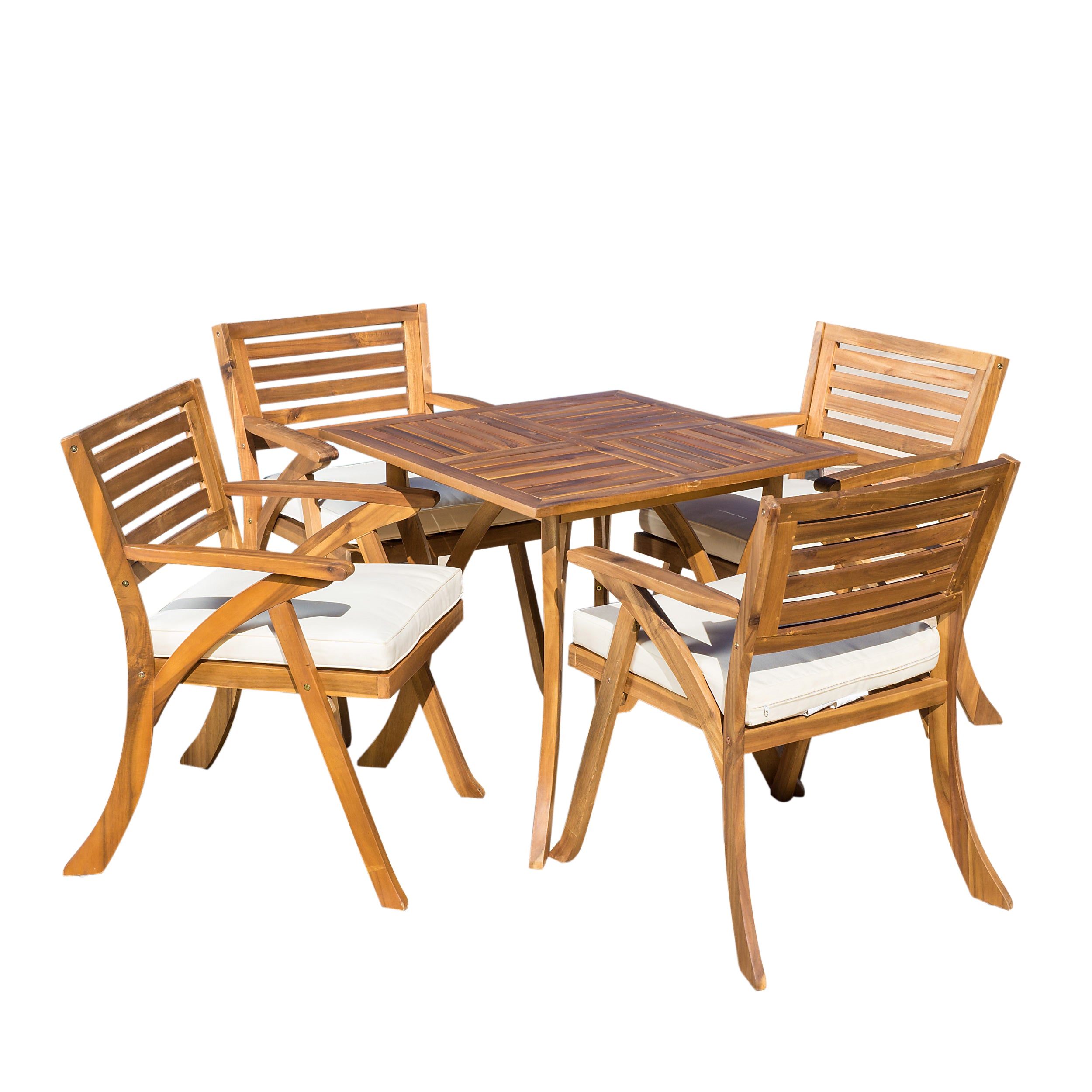 Deandra Outdoor 5-piece Wood Dining Set with Cushions