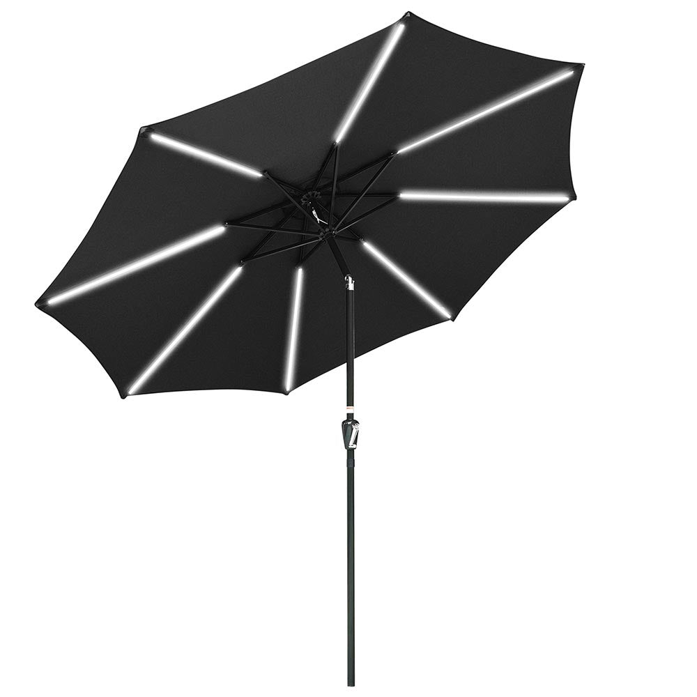 Yescom Solar Umbrella with Lights Tilting Outdoor Umbrella 9ft 8-Rib