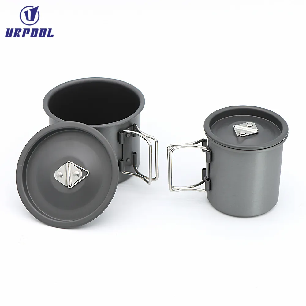 Outdoors Hard Anodized Aluminum Halulite Bottle Cup I Lightweight Cup   Food Canister with Foldable Handles for Camping and Back