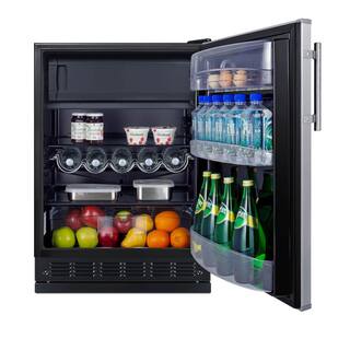 Summit Appliance 23.63 in. 4.9 cu.ft. Mini Refrigerator in Stainless Steel and Black with Freezer CT66BK2SSRS