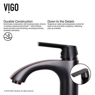 VIGO Glass Rectangular Vessel Bathroom Sink in Wooden Brown with Linus Faucet and Pop-Up Drain in Antique Rubbed Bronze VGT486