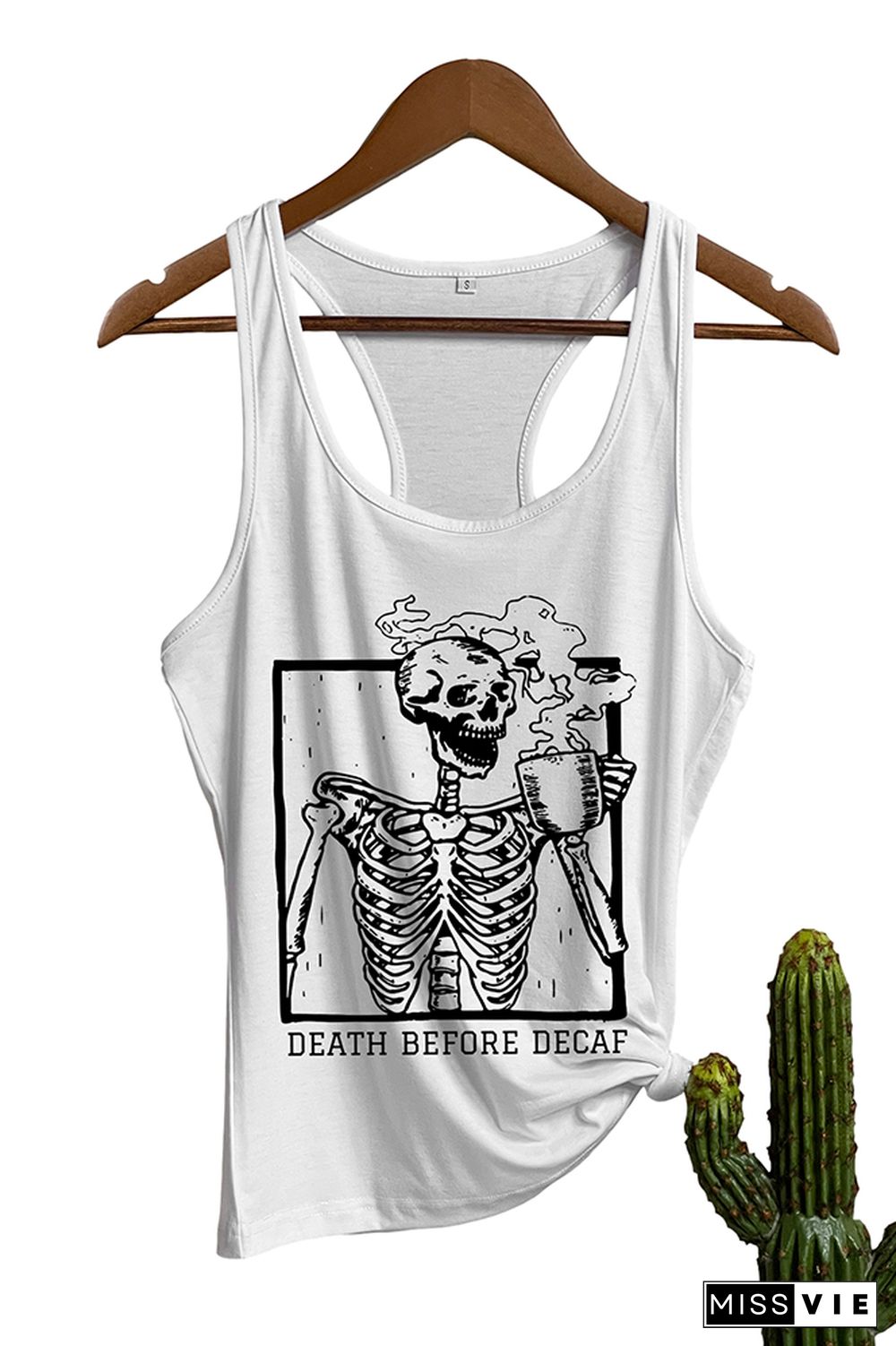 Skeleton Death Before Decaf Skeleton Drink Coffee Tank Top Wholesale