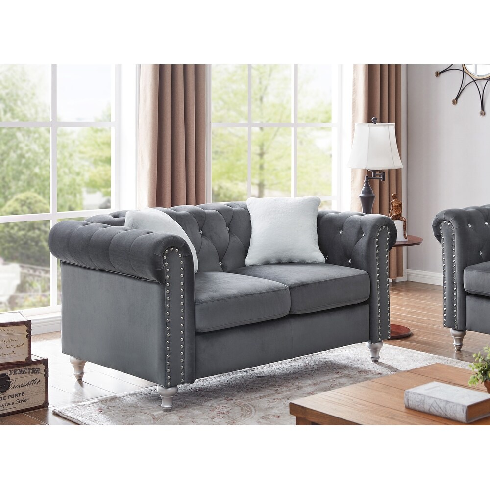Raisa Microsuede Velvet Tufted Loveseat