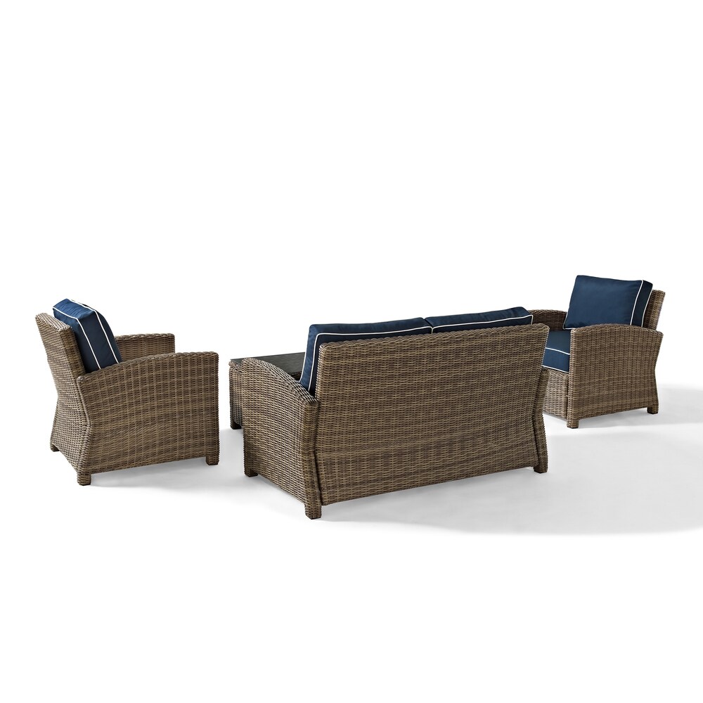 Bradenton Outdoor Arm Chairs with Navy Cushions (set of 2)