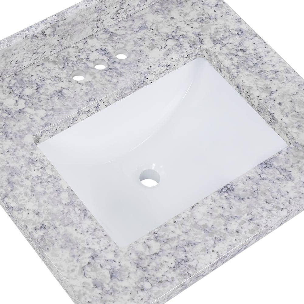 Home Decorators Collection 25 in W x 22 in D Stone Effects Cultured Marble Vanity Top in Everest with Undermount White Sink